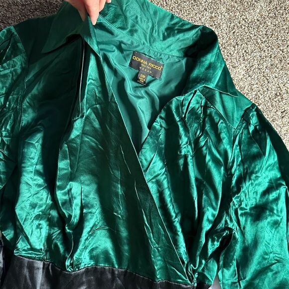 Donna Ricco Silk Dress Green Belted New Wicked Witch Evening Womens Size 20W - Picture 6 of 11